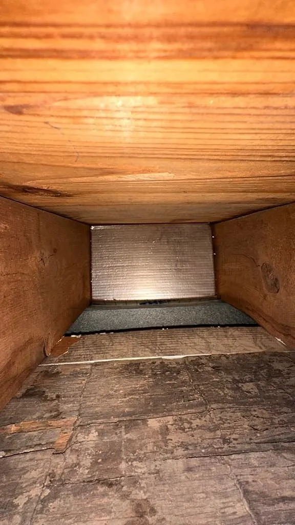 Air duct before and after cleaning